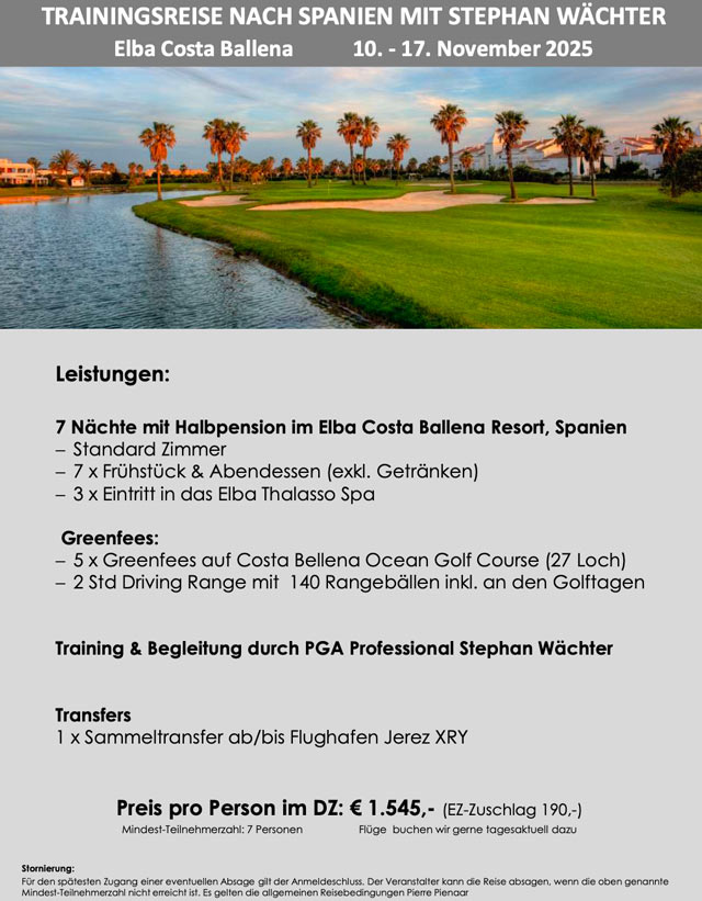 Golfreise Elba Costa Ballena Ressort, Spanien, November 2025